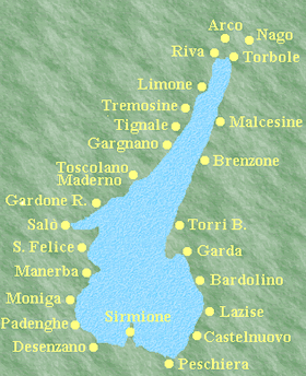 Lake of Garda map Lake Garda map with Links to all Towns